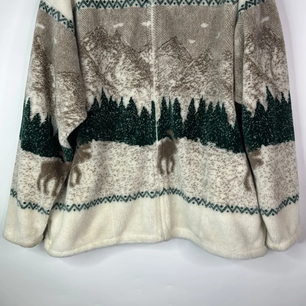 Vintage Black Mountain Outdoor Moose Mountains Full Zip Fuzzy Jacket Size Large